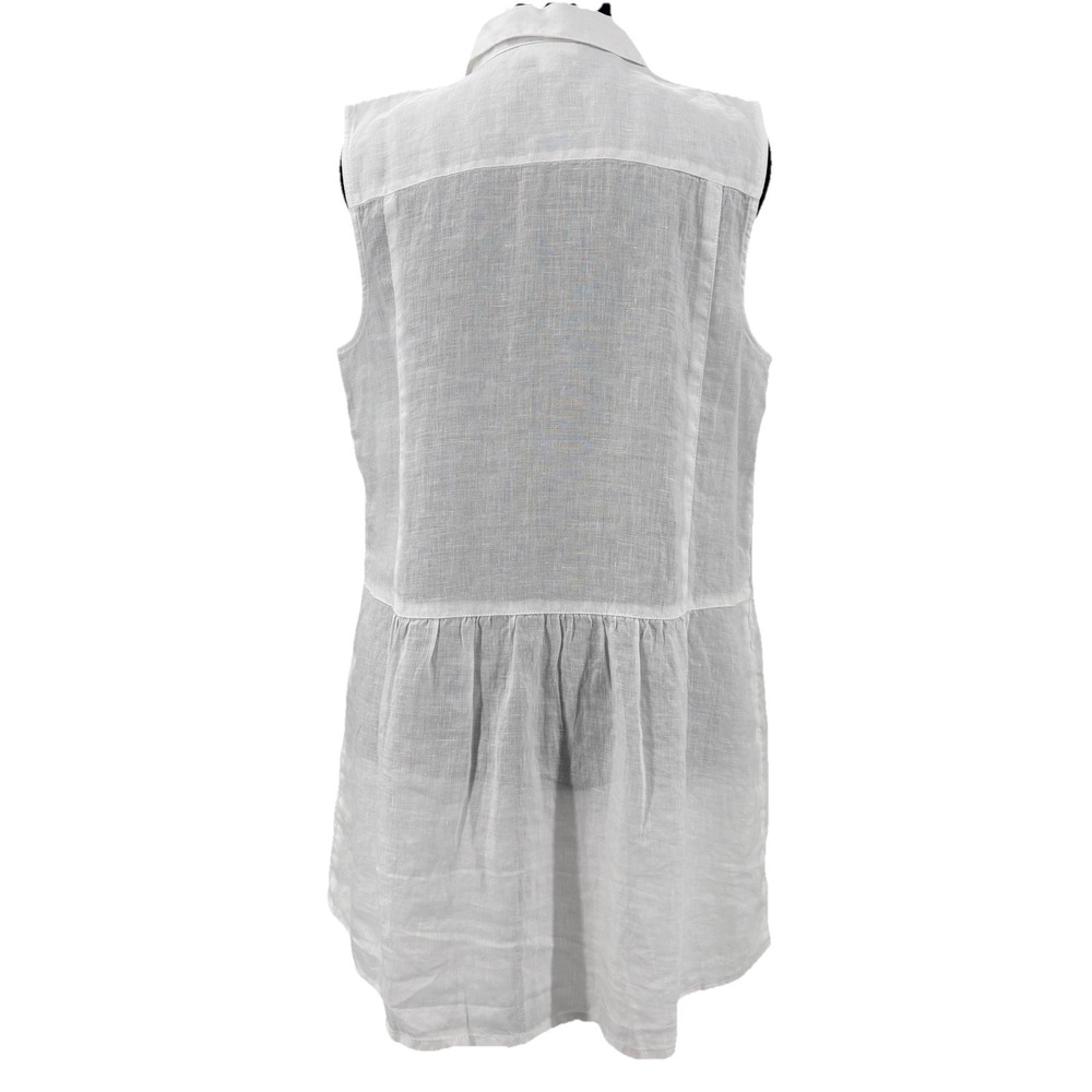 J Jill Love Linen Top Women Small Blouse White 100% Linen Beachy Resort Coastal - Picture 2 of 9